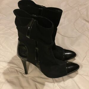 Zara Black Patent Heeled Boots